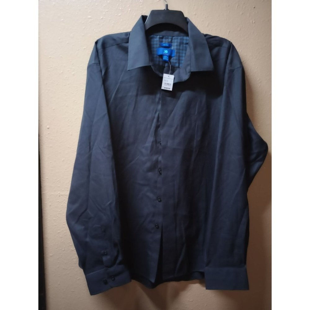 Agara no iron black button down men's long sleeve shirt new XXL